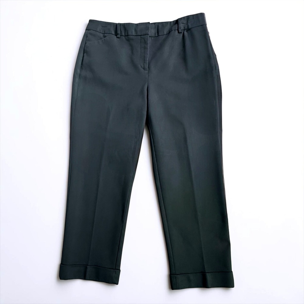 Chicos So Slimming Black Crop Pants Women Size 1 Cotton Stretch Cuffed Trousers